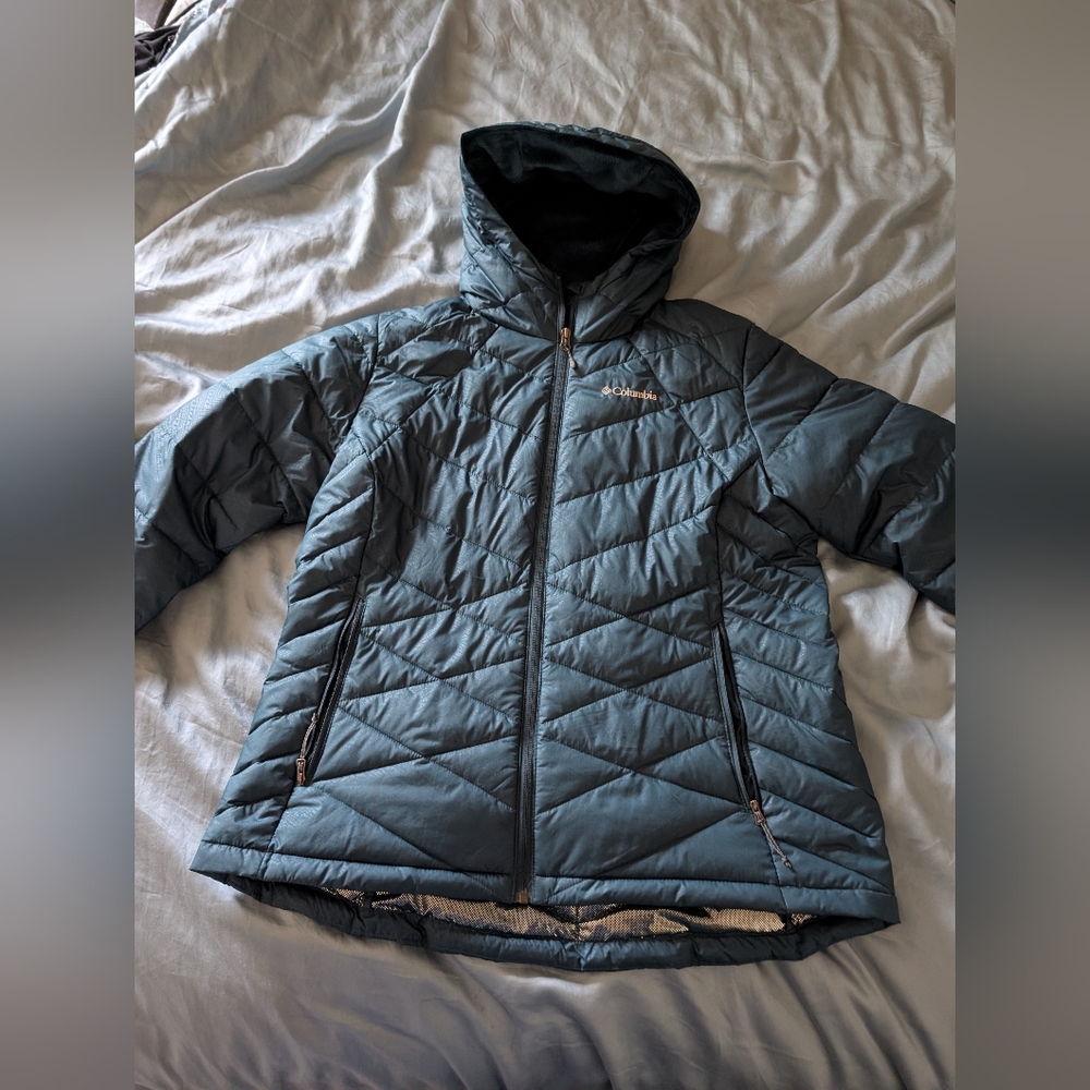 Columbia Women's Teal Hooded Puffer Jacket - Women's Powder Lite™ Hooded Jacket - Picture 2 of 13